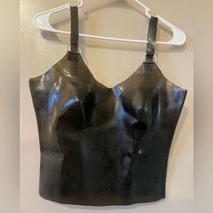 Latexa Smokey Grey Latex Bustier Crop Top Longline Bra - Extra Thick 100% Rubber